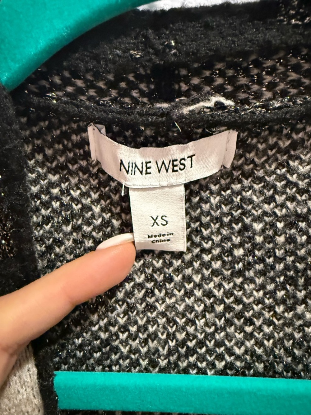 Nine West Black, Gray & White Patterned Long Jacket - Picture 3 of 4
